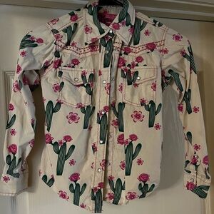 Cowgirl Hardware cactus print western shirt, size small.